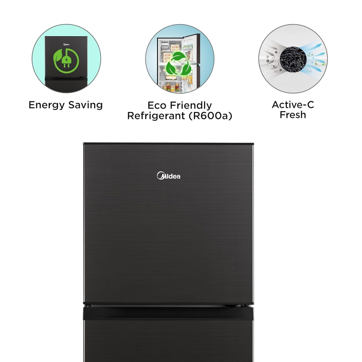 Midea 233 L 3 Star, Frost Free Convertible 9 in 1, Real Inverter Double Door Refrigerator (MDRT359FGI28, Jazz Black) - Image 7