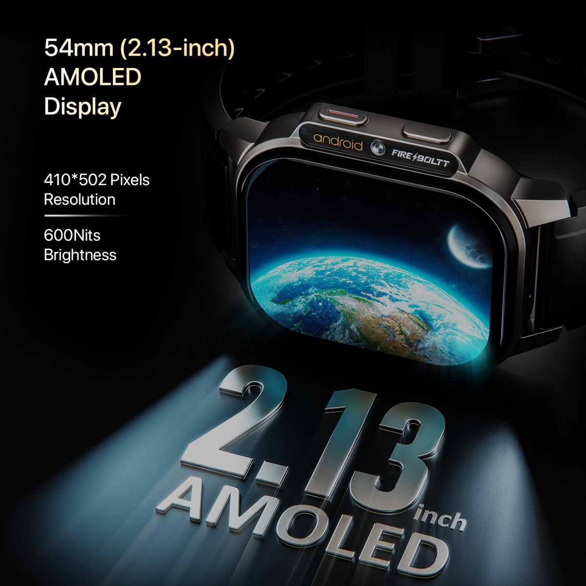 Fire-Boltt Snapp Smart Watch, Selfie Camera, 4G Nano-SIM Slot, 54.1mm AMOLED Display, Play Store- Unlimited apps, 1000mAh Battery, 2GB/4GB RAM + 16GB/64GB ROM (Archaic Black) - Image 7