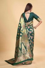 Sugathari Women's Rama Green kanjivaram banarasi silk saree for Patola festival Wedding silk with rich pallu Design sarees for women with blouse piece (San JM) - Image 3