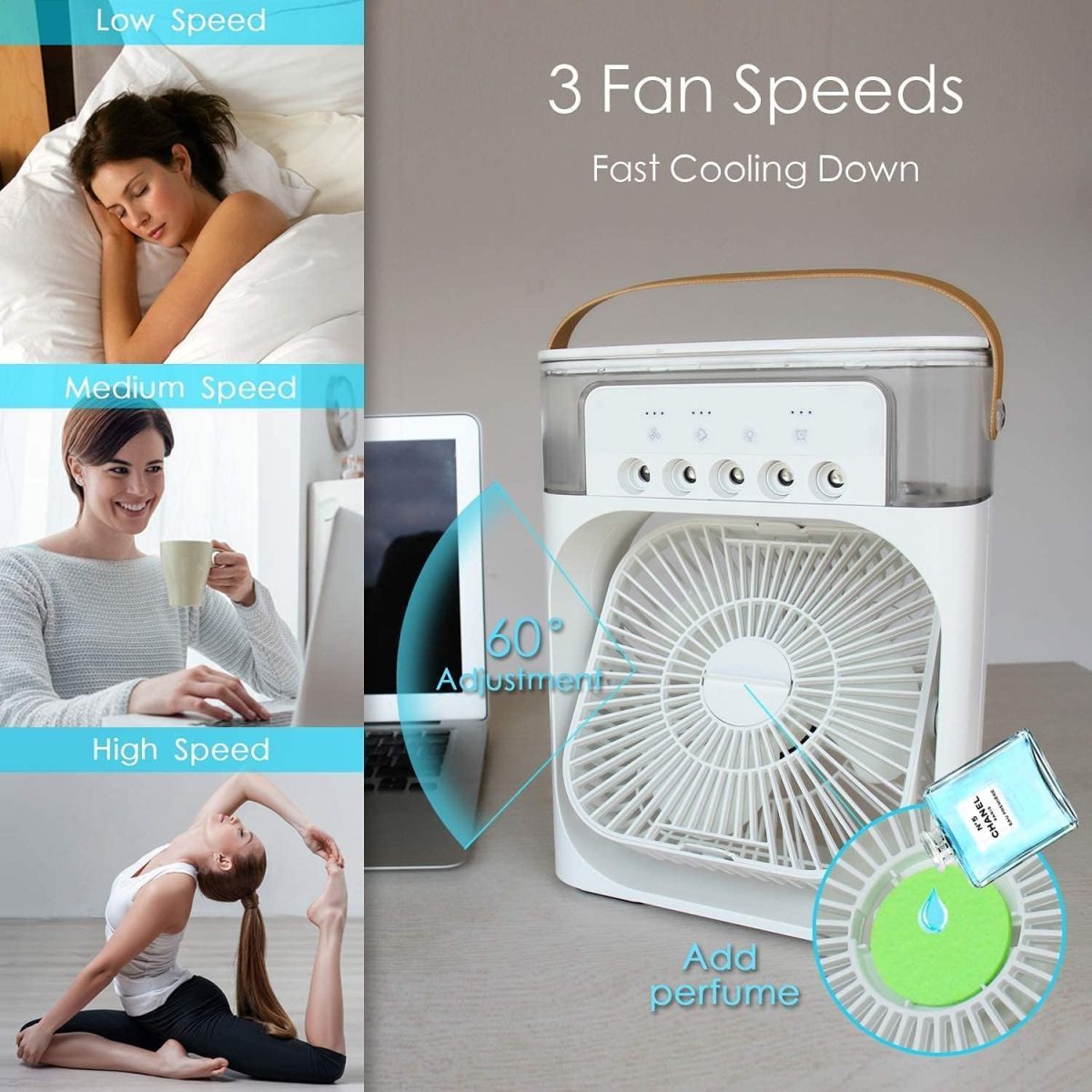 CTRL Portable-Ac-Mini-Cooler-Fan-for-Room-Cooling-Rechargeable-Fan-Portable-Ac-for-Home-Portable-Air-Conditioners-Water-Cooler-Mini-Ac-for-Room-Cooling-Mini-Humidifier-Purifier-Heavy-Flat-Squeeze - Image 3