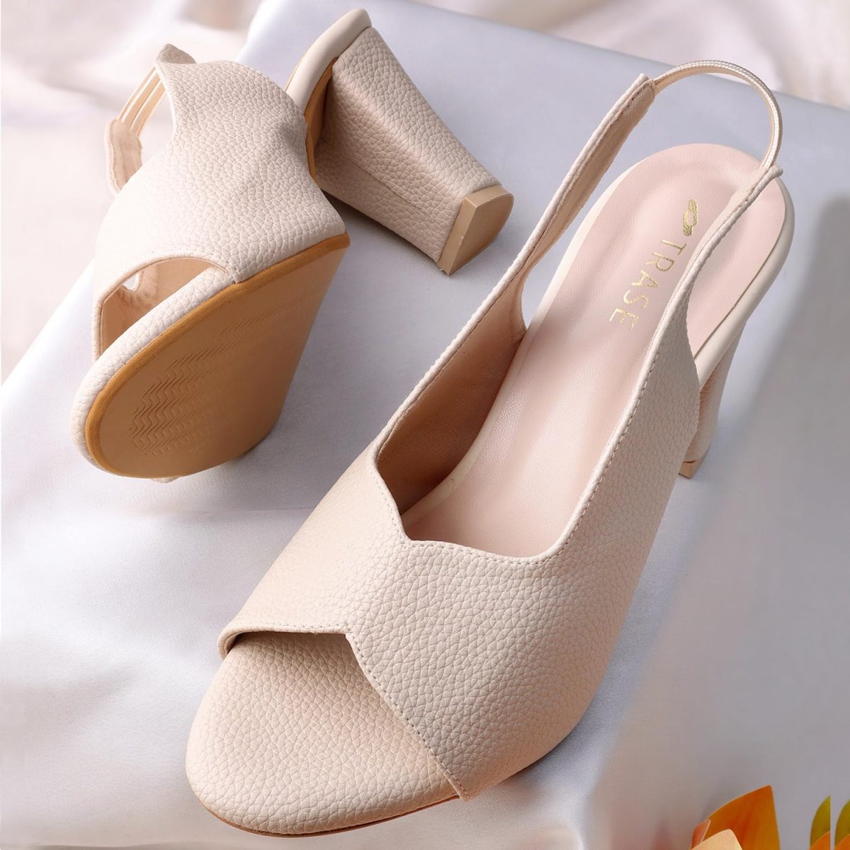 TRASE Ankle Strap Pointed Toe Block Heel Pumps Sandals For Women| Fashionable Sandals, Office, Party and Formal Occasions | Light weight, Soft Footbed, Comfortable & Stylish - (47067) - Image 5