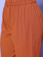 Varanga Women Rust Shirt Collar Neck A-Line Kurta Paired with Tonal Bottom – Elegant & Comfortable Ethnic Wear for Women - Image 7