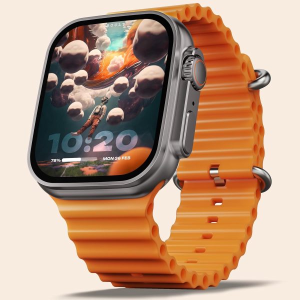 Boult Newly Launched Crown Smart Watch 1.95'' Screen, BT Calling, Working Crown, Zinc Alloy Frame, 900 Nits Brightness, AI Voice Assistant, SpO2 Monitoring, 120+ Sports Mode (Tangerine)