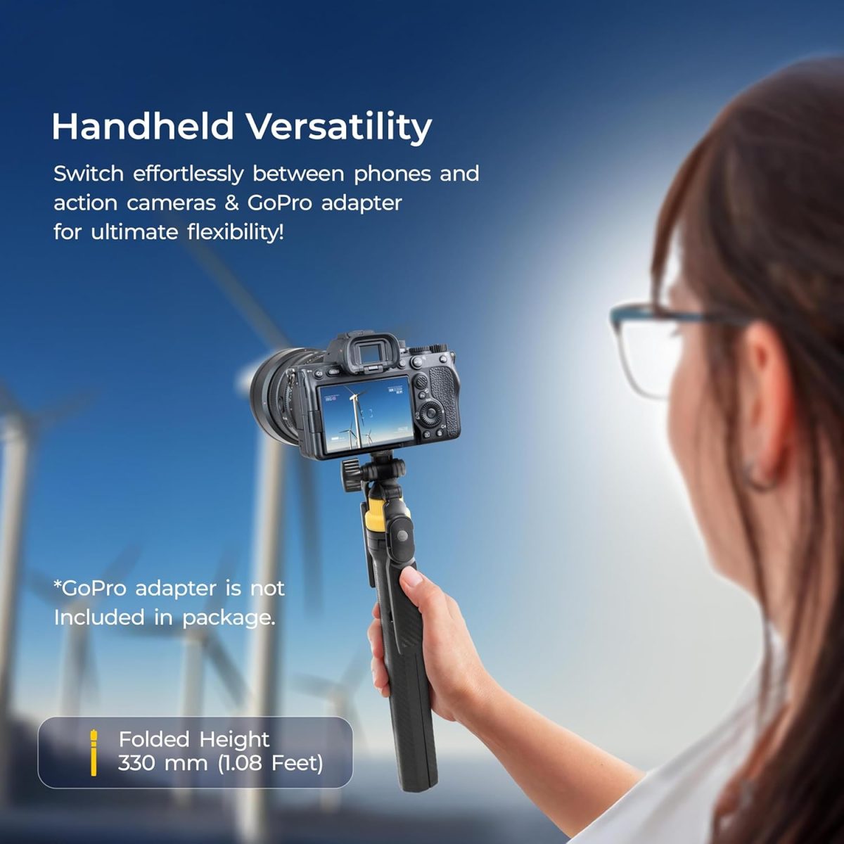 DIGITEK® (DTR-555 SS) 5.57ft Foldable Tripod Selfie Stick for Smartphones & Gopro Action Cameras, 360° Rotation, 3-Leg Base, 2Kg Load, 10m Wireless Remote, 7 Section Adjustable, for Selfie & Vloggers - Image 5