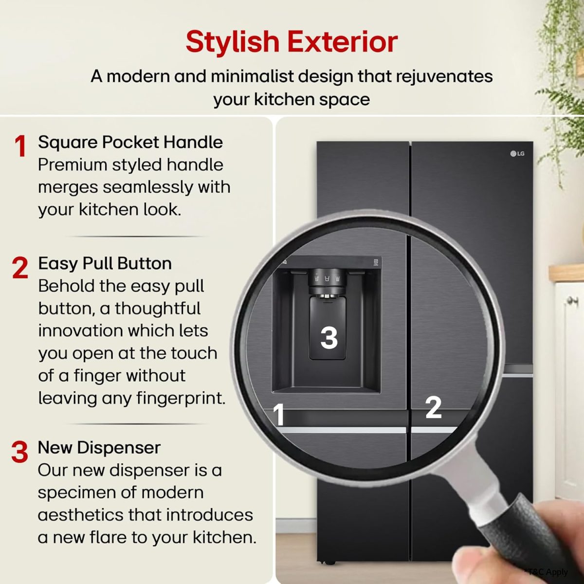 LG 630 L, 3 Star, Frost-Free, Double Door, Door Cooling+, Hygiene Fresh+, Smart Inverter, Wi-Fi Convertible Side By Side Refrigerator with AI ThinQ (GL-L257CMC3, Matt Black, Ice & Water Dispenser) - Image 13