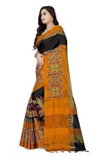 KAVINDI Women's Cotton Silk with Kutchi Embroidered Work Saree with Blouse - Image 2