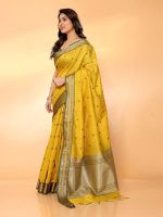 Sidhidata Women's Cotton Silk Jacquard Boardered Saree With Unstitched Blouse Piece (Kalyani) - Image 5