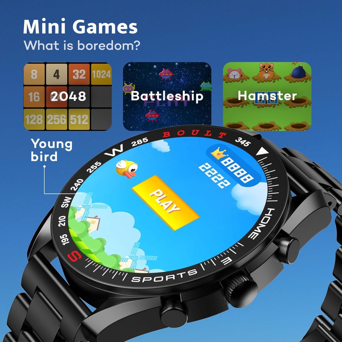 Boult Mirage Smart Watch 1.39''HD Screen, Bluetooth Calling, IP67, Zinc Alloy Frame, 500 Nits Brightness, AI Voice Assistant, SpO2 Monitoring, 120+ Sports Mode (Coal Black) - Image 8