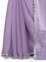Dream Crushers Womens Pure Soft Zimmy Choo Silk Saree with Complete Diamond Work | Unstitched Lace Blouse | Sarees For Women| Ready To Wear Saree - Image 5