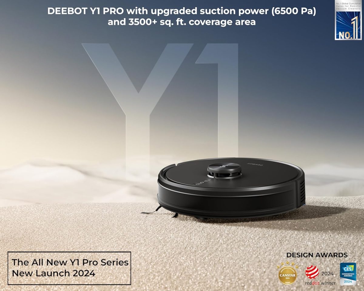 ECOVACS Deebot Y1 Pro 2-in-1 Robot Vacuum Cleaner, 6500 Pa Powerful Suction, 5200 Mah Battery, Covers 3500+ Sq. Ft. in One Charge, Advanced Navigation Technology & True Mapping, 330 Minutes Run-Time - Image 3