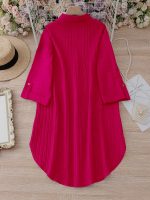 Sheetal Associates Polyester Solid Button Front Shirt Dress for Women || Roll Tab Sleeve & Collared Neck Flared Dress || Office || Summer Short Dresses for Women - Image 2