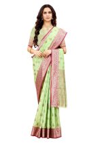 Expert E-commerce Services Womens New Latest Collection Kanjivaram Banarasi Cotton Linen Soft Silk Saree With Contrast Blouse
