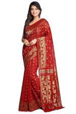 WoodenTant women?s cotton silk dhakai jamdani saree without blouse piece