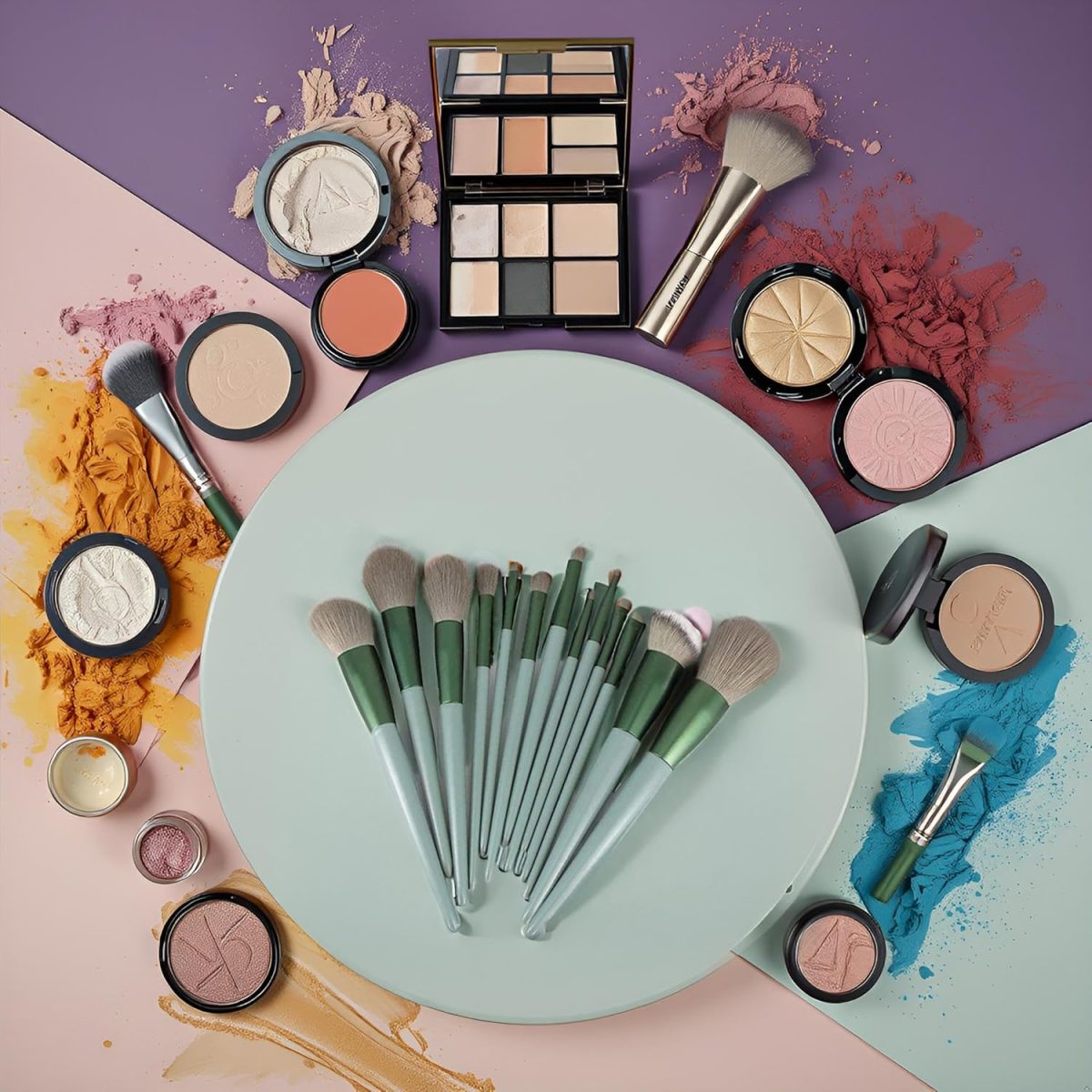 Primwand Professional Makeup Brush Set + Travel Kit – Soft Synthetic Bristles for Face & Eye Makeup – Includes Stylish Handles, Mirror Case & Travel Pouch (Multicolor) - Image 7