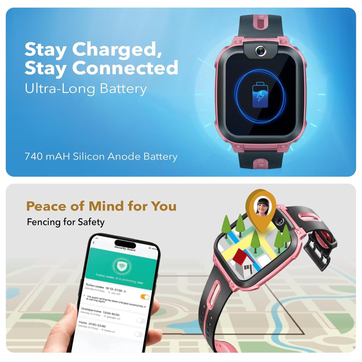 IMOO Kids Phone Watch Z1 – Kids Smart Watch with GPS Tracker, 4G Video & Voice Calls, Advanced Parental Controls, Durable Quality with IPX8 Water Resistance, SOS, for Kids (Grapefruit Red) - Image 9