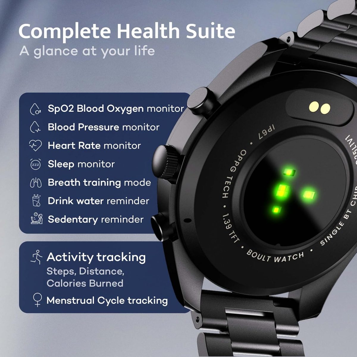 Boult Mirage Smart Watch 1.39''HD Screen, Bluetooth Calling, IP67, Zinc Alloy Frame, 500 Nits Brightness, AI Voice Assistant, SpO2 Monitoring, 120+ Sports Mode (Coal Black) - Image 12