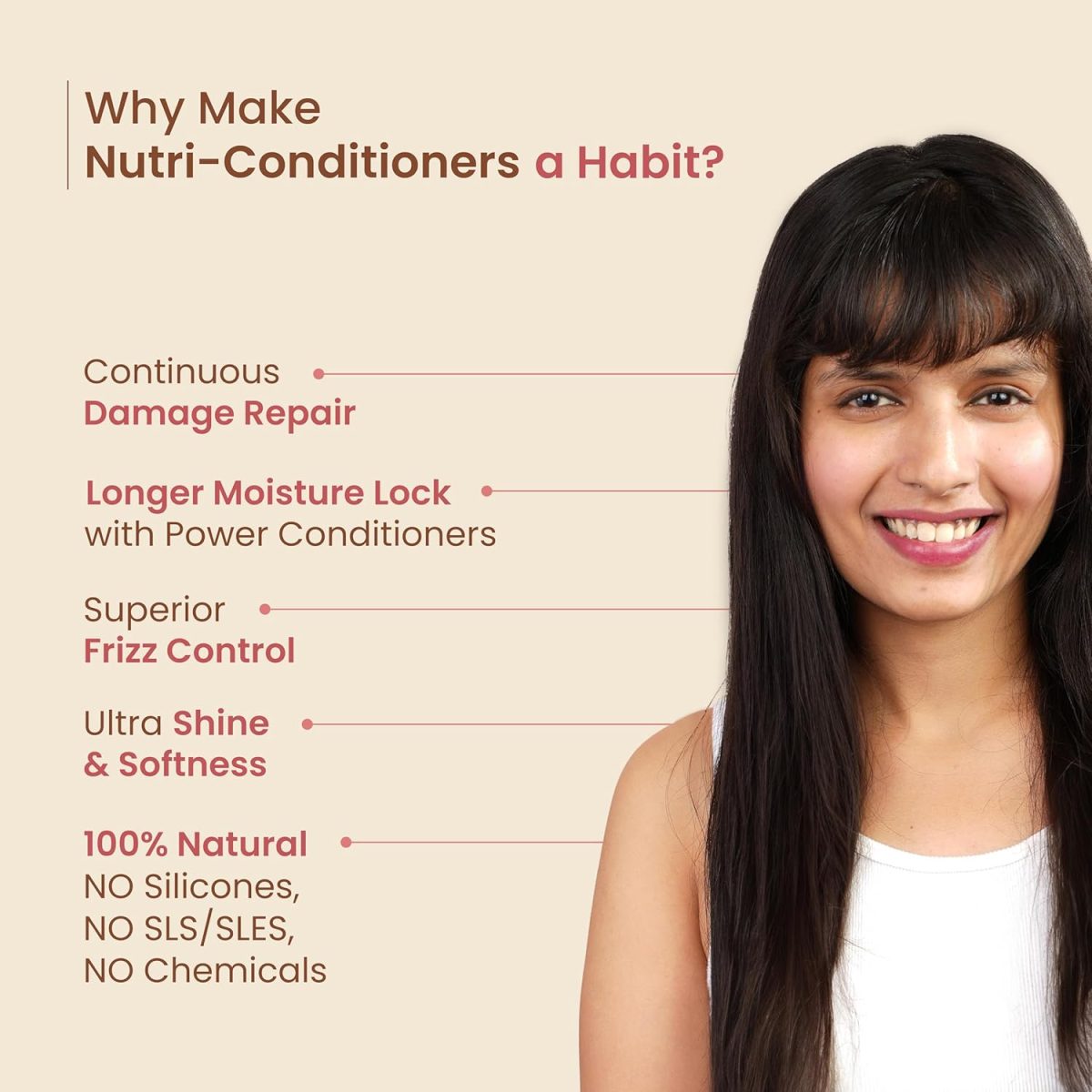 Nat Habit Hibiscus Navdha Shampoo & Conditioner Combo with Reetha, Amla & Castor for Women & Men Dry & Frizzy Hair | Hair Growth & Hair Fall, 72 Hr Frizz Control, Long & Shiny Hair | Sulphate-Free - Image 5