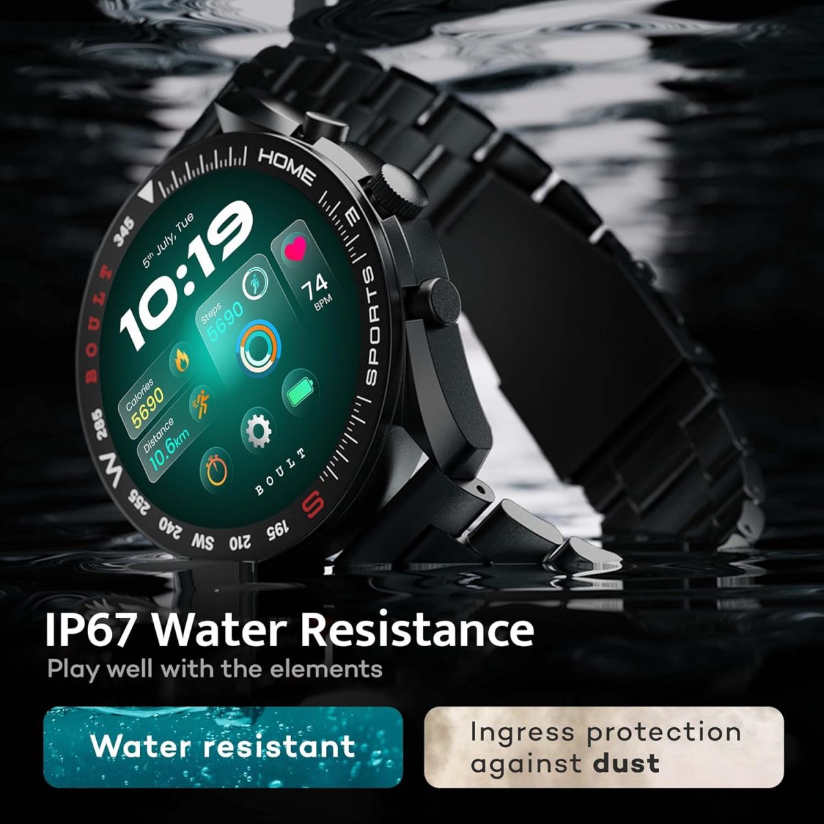 Boult Mirage Smart Watch 1.39''HD Screen, Bluetooth Calling, IP67, Zinc Alloy Frame, 500 Nits Brightness, AI Voice Assistant, SpO2 Monitoring, 120+ Sports Mode (Coal Black) - Image 9