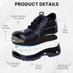Robustt Double Density High Ankle Steel Toe Safety Shoes (UK-8) for Industrial Work | Waterproof Leather Material | Puncture Proof | Anti- Skid - Image 4