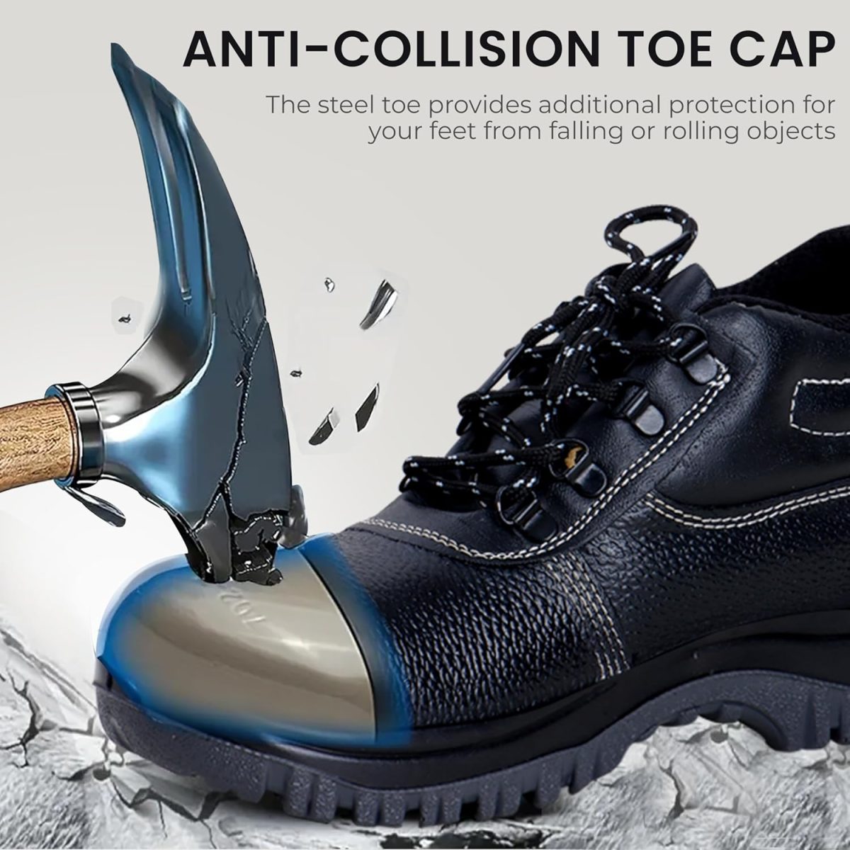 Robustt Double Density High Ankle Steel Toe Safety Shoes (UK-8) for Industrial Work | Waterproof Leather Material | Puncture Proof | Anti- Skid - Image 2