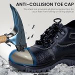 Robustt Double Density High Ankle Steel Toe Safety Shoes (UK-8) for Industrial Work | Waterproof Leather Material | Puncture Proof | Anti- Skid - Image 2