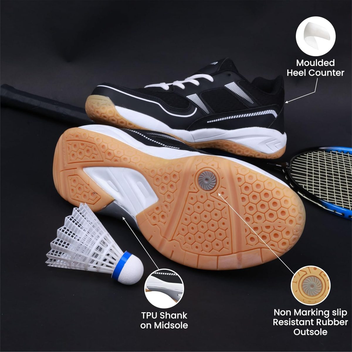 Aivin Breeze Badminton Shoes for Men | Non Marking Badminton Shoes | Lightweight & Durable Badminton Shoes | Also Perfect for Squash, Table Tennis, Volleyball, Basketball & Indoor Sports - Image 3