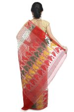 WoodenTant Women's Jamdani Cotton Blend Saree Without Blouse Piece (DJ151_Off-White) - Image 3