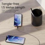 Ambrane Braided Type C Cable (Pack Of 2) Unbreakable 3A Fast Charging 1.5M For Smartphones,Tablets,Laptops & Other Type C Devices,Pd Technology,480Mbps Data Sync,Quick Charge 3.0 (Rct-15 Combo)-Black - Image 6