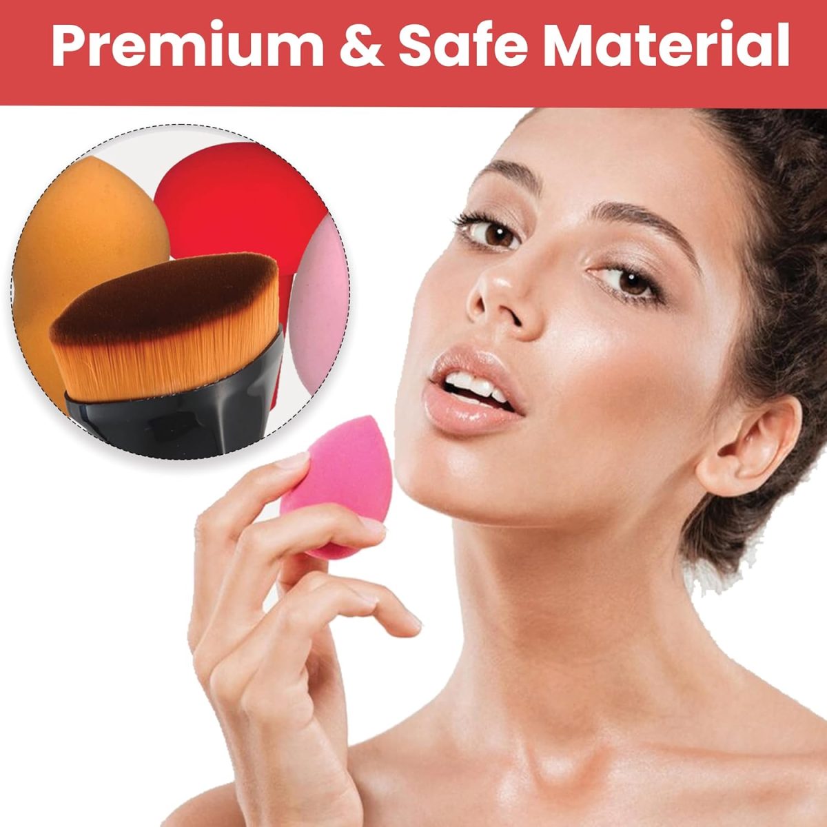 TEMPERIA (4 pcs) Beauty Blender Set & Foundation Brush with Plastic Box - Soft Powder Puff Face Makeup Sponge for Liquid Foundation, Creams, Powders, Wet and Dry Makeup (Random Colors) - Image 7