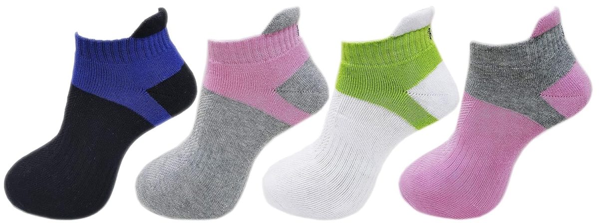 RC. ROYAL CLASS Women's Low Cut Ankle Length Cotton Cushioned Athletic Multicolored Free Size Socks, Pack of 4