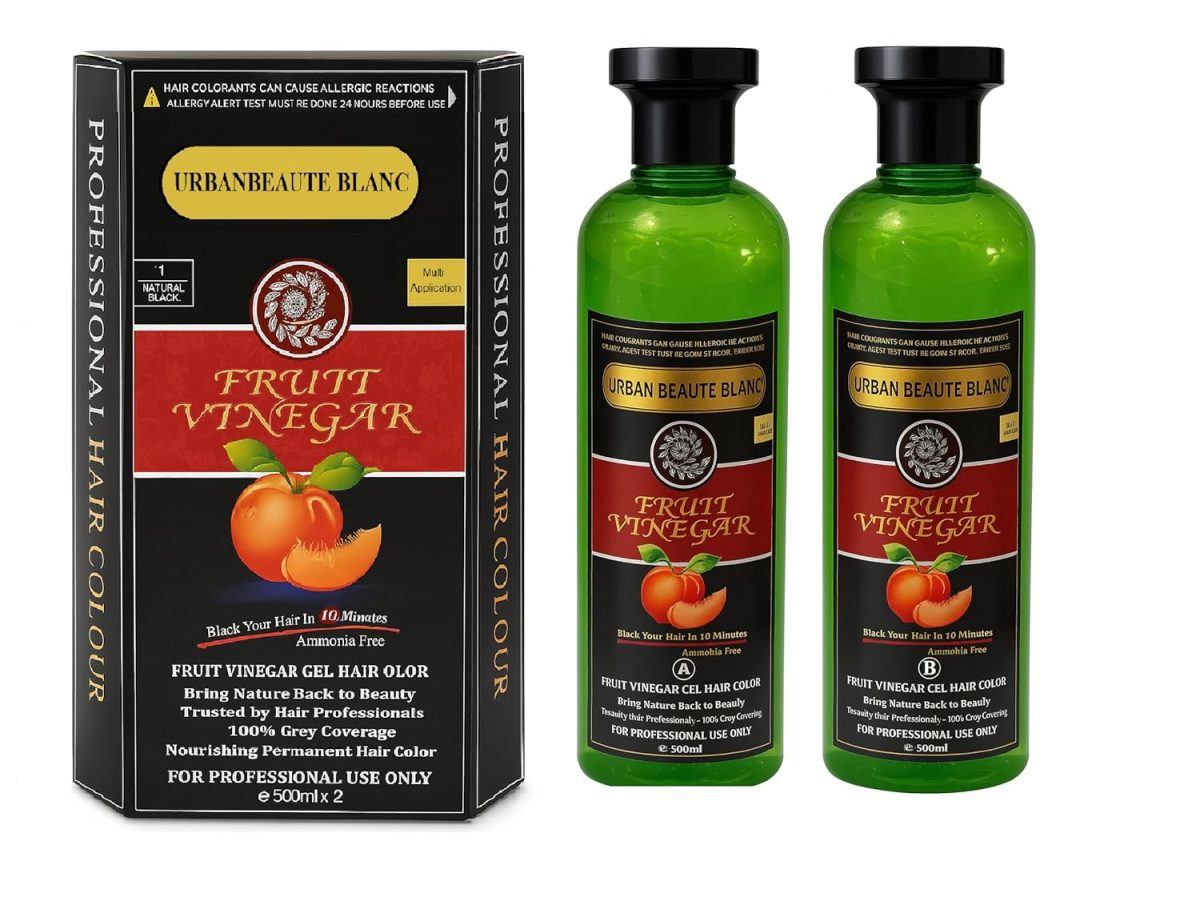 URBAN BEAUTE BLANC Fruit Vinegar Hair Dye Color for Both Men, Women, Natural & Ammonia Free Color Dye (Black) 1000 ml