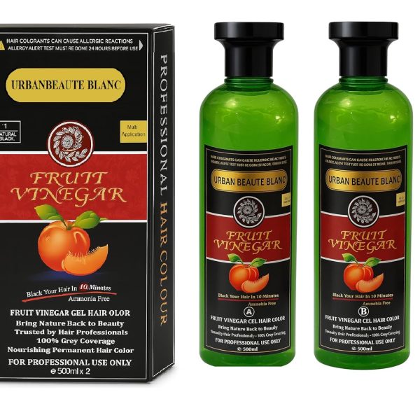 URBAN BEAUTE BLANC Fruit Vinegar Hair Dye Color for Both Men, Women, Natural & Ammonia Free Color Dye (Black) 1000 ml