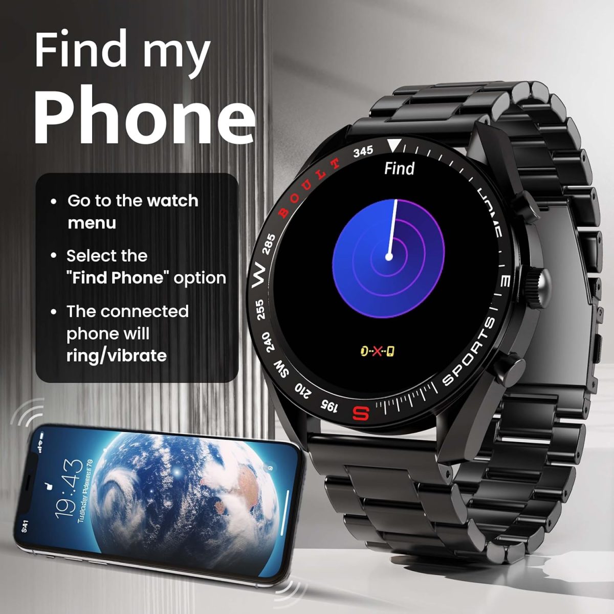 Boult Mirage Smart Watch 1.39''HD Screen, Bluetooth Calling, IP67, Zinc Alloy Frame, 500 Nits Brightness, AI Voice Assistant, SpO2 Monitoring, 120+ Sports Mode (Coal Black) - Image 11