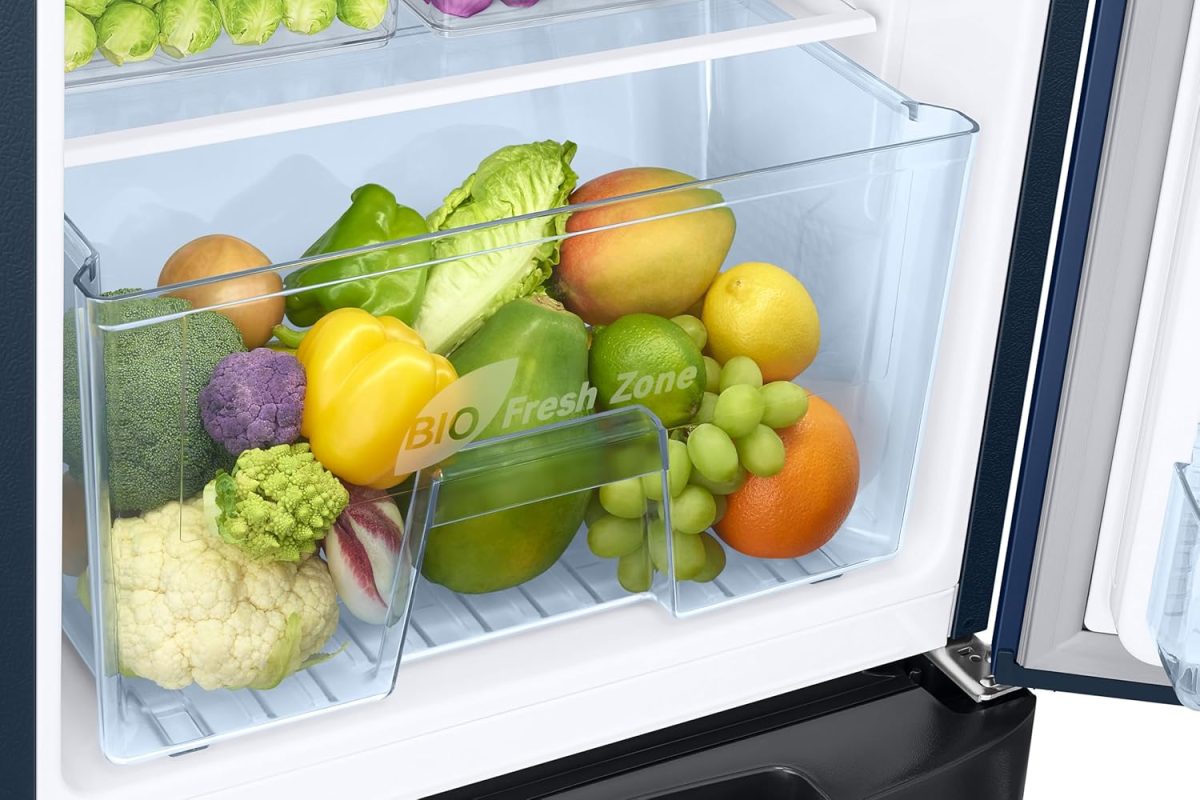 Samsung 183 L, 5 Star, Digital Inverter, Direct-Cool Single Door Refrigerator (RR20D2825CU/NL, Camellia Blue, Base Stand Drawer) - Image 7