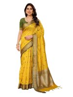 Sidhidata Women's Cotton Silk Jacquard Boardered Saree With Unstitched Blouse Piece (Kalyani)