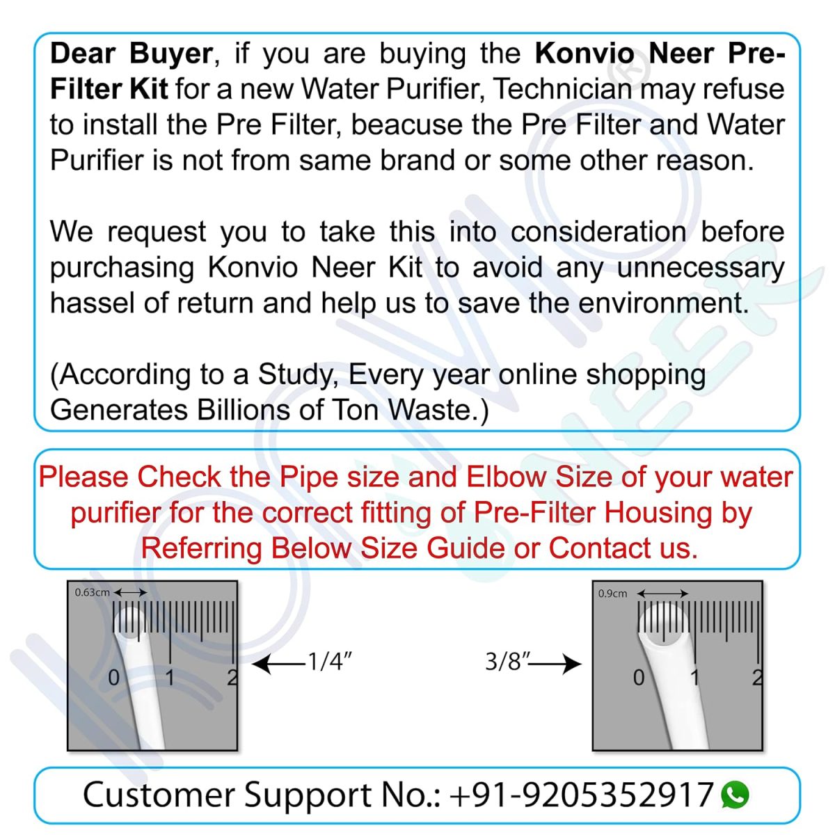 KONVIO NEER Pre Filter for Water purifier for All RO Water Purifier, External Prefilter kit with 2 spun candles (Pre- Filter Kit, White) - Image 2
