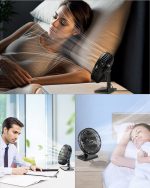 Gaiatop Small Table Fan, 6.5 Inch Ultra-quiet, 90° Adjustment for Better Cooling, 3 Speeds Portable Mini Powerful Desktop Table Fan, Small Personal Cooling Fan for Home Office (Black leaf) - Image 7