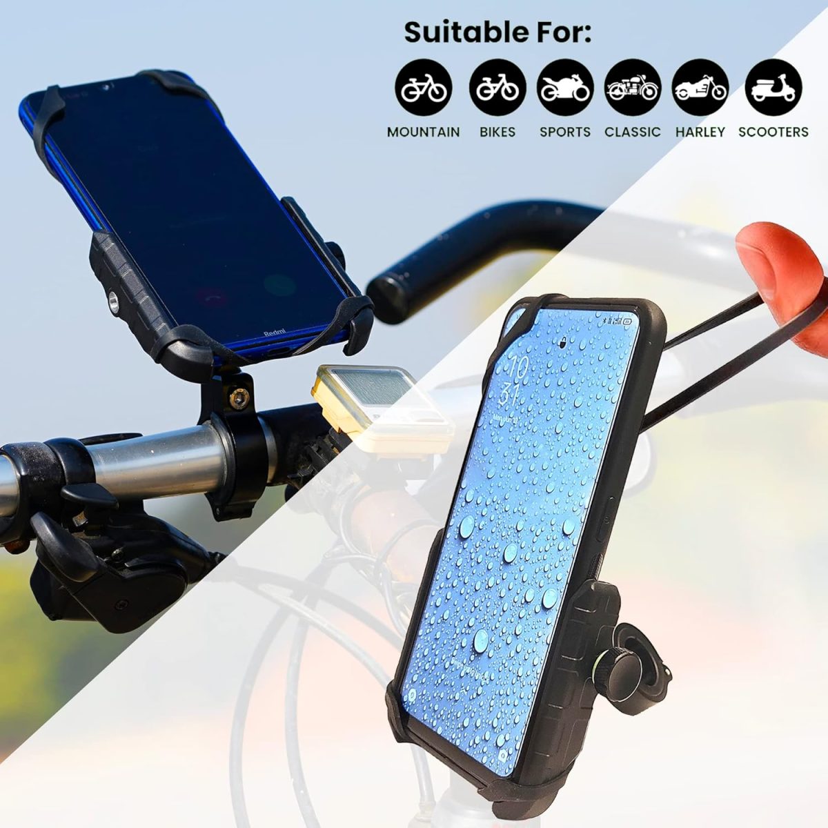 GRAND PITSTOP Mobile Holder for Bikes | (Black - Jaw Grip 360° Rotation) | Aluminium Phone Mount for Motorcycle, Bicycle, Scooter | GPS Navigation Support | Anti-Slip Clamp | Sturdy Build - Image 6