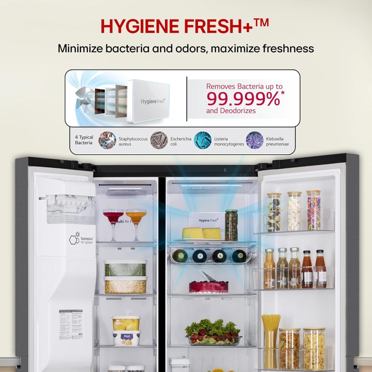 LG 630 L, 3 Star, Frost-Free, Double Door, Door Cooling+, Hygiene Fresh+, Smart Inverter, Wi-Fi Convertible Side By Side Refrigerator with AI ThinQ (GL-L257CMC3, Matt Black, Ice & Water Dispenser) - Image 10