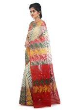 WoodenTant Women's Jamdani Cotton Blend Saree Without Blouse Piece (DJ151_Off-White) - Image 2