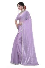 Dream Crushers Womens Pure Soft Zimmy Choo Silk Saree with Complete Diamond Work | Unstitched Lace Blouse | Sarees For Women| Ready To Wear Saree - Image 2