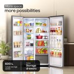 Godrej 600 L 3 Star, 1+2 Years Additional Warranty, Smart convertible Zones with Digital Touch Panel, Frost Free Inverter Side By Side Refrigerator(2025 Model, RS EONVELVET 646C RIT OP RS, Opera Rose) - Image 3