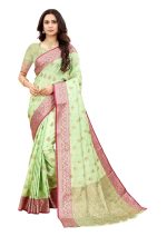 Expert E-commerce Services Womens New Latest Collection Kanjivaram Banarasi Cotton Linen Soft Silk Saree With Contrast Blouse - Image 2