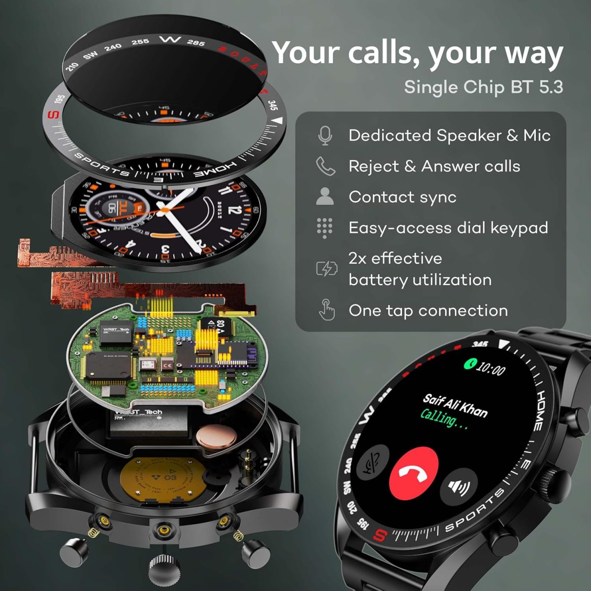 Boult Mirage Smart Watch 1.39''HD Screen, Bluetooth Calling, IP67, Zinc Alloy Frame, 500 Nits Brightness, AI Voice Assistant, SpO2 Monitoring, 120+ Sports Mode (Coal Black) - Image 10