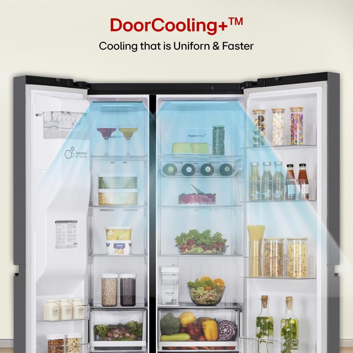 LG 630 L, 3 Star, Frost-Free, Double Door, Door Cooling+, Hygiene Fresh+, Smart Inverter, Wi-Fi Convertible Side By Side Refrigerator with AI ThinQ (GL-L257CMC3, Matt Black, Ice & Water Dispenser) - Image 11