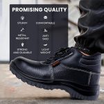 Robustt Double Density High Ankle Steel Toe Safety Shoes (UK-8) for Industrial Work | Waterproof Leather Material | Puncture Proof | Anti- Skid - Image 5