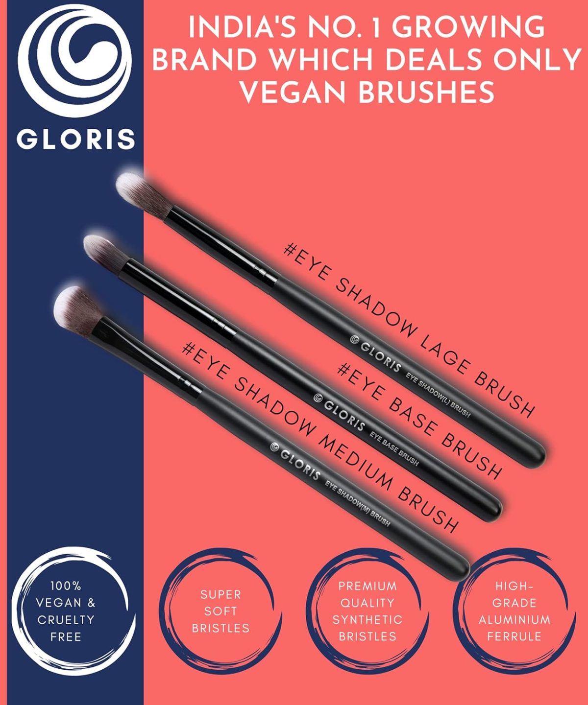 Doris Brown Eye Shadow Medium, Eye Shadow Large & Eye Base Brush Complete Eye Makeup Brush Set (Lmb) - Image 5