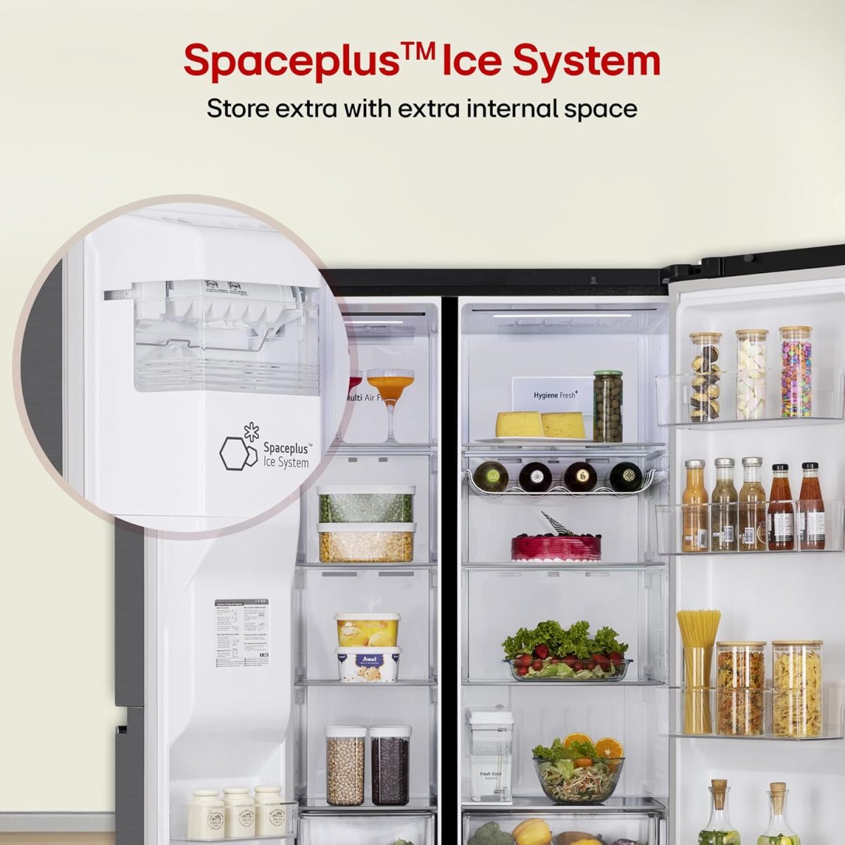 LG 630 L, 3 Star, Frost-Free, Double Door, Door Cooling+, Hygiene Fresh+, Smart Inverter, Wi-Fi Convertible Side By Side Refrigerator with AI ThinQ (GL-L257CMC3, Matt Black, Ice & Water Dispenser) - Image 14