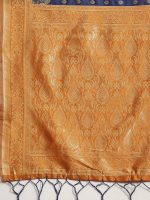 AKHILAM Women's Geometric Silk Blend Zari Saree With Unstitched Blouse Piece (FF0GNG220_Parent) - Image 4