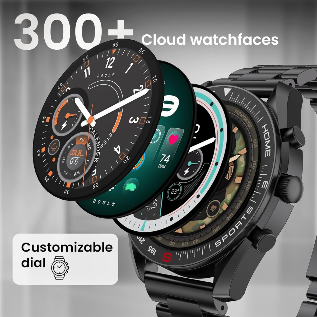 Boult Mirage Smart Watch 1.39''HD Screen, Bluetooth Calling, IP67, Zinc Alloy Frame, 500 Nits Brightness, AI Voice Assistant, SpO2 Monitoring, 120+ Sports Mode (Coal Black) - Image 6